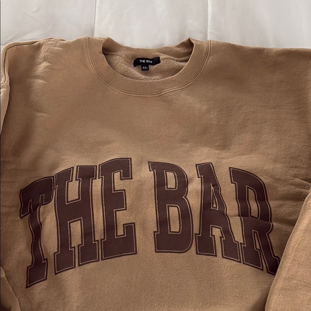 THE BAR brown sweatshirt with chocolate brown writing